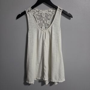 Joe Fresh Ivory Boho Lace Back Crochet Detail Tank Top - Size Small